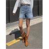 image:imageMakeMeChic Womens Jorts Baggy High Waisted Jean Shorts Casual Raw Hem Straight Leg Denim ShortsLight Wash