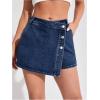 image:imageMakeMeChic Womens Wrap Button Front Denim Skort High Waisted Casual Jean SkortsDark Wash