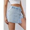 image:imageMakeMeChic Womens Wrap Button Front Denim Skort High Waisted Casual Jean SkortsLight Wash