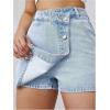 image:imageMakeMeChic Womens Wrap Button Front Denim Skort High Waisted Casual Jean SkortsLight Wash