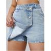image:imageMakeMeChic Womens Wrap Button Front Denim Skort High Waisted Casual Jean SkortsLight Wash B