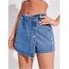 image:imageMakeMeChic Womens Wrap Button Front Denim Skort High Waisted Casual Jean SkortsMedium Wash