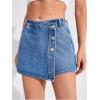 image:imageMakeMeChic Womens Wrap Button Front Denim Skort High Waisted Casual Jean SkortsMedium Wash