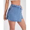 image:imageMakeMeChic Womens Wrap Button Front Denim Skort High Waisted Casual Jean SkortsMedium Wash B