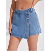 image:imageMakeMeChic Womens Wrap Button Front Denim Skort High Waisted Casual Jean SkortsMedium Wash B