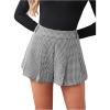 image:imageMakeMeChic Womens Houndstooth Plaid Shorts Pleated High Waisted Business Casual SkortsBlack and White