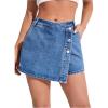 image:imageMakeMeChic Womens Wrap Button Front Denim Skort High Waisted Casual Jean SkortsMedium Wash