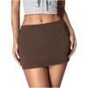 image:imageMakeMeChic Womens Y2k Mini Skirt with Shorts Underneath Skort Mini Micro Short SkirtsBrown a