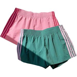 image:imageMakeMeChic Womens 2 Pack Linen Shorts Summer Beach Pajama Boxer ShortsStriped Green Pink