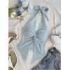 image:imageMakeMeChic Womens Backless Halter Top Twist Deep V Neck Sexy Cute Summer Tank TopLight Blue