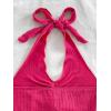image:imageMakeMeChic Womens Backless Halter Top Twist Deep V Neck Sexy Cute Summer Tank TopRed Violet