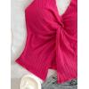 image:imageMakeMeChic Womens Backless Halter Top Twist Deep V Neck Sexy Cute Summer Tank TopRed Violet