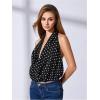 image:imageMakeMeChic Womens Going Out Cowl Neck Tops Rave Open Back Backless Top Sheer Mesh Halter TopBlack Polka Dots
