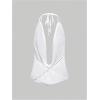 image:imageMakeMeChic Womens Going Out Cowl Neck Tops Rave Open Back Backless Top Sheer Mesh Halter TopWhite