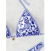 image:imageMakeMeChic Womens Polka Dots Triangle Thong Bikini Sets Floral Cute Bathing Suit SwimsuitsBlue White a