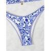 image:imageMakeMeChic Womens Polka Dots Triangle Thong Bikini Sets Floral Cute Bathing Suit SwimsuitsBlue White a
