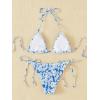 image:imageMakeMeChic Womens Polka Dots Triangle Thong Bikini Sets Floral Cute Bathing Suit SwimsuitsBlueWhite