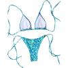 image:imageMakeMeChic Womens Polka Dots Triangle Thong Bikini Sets Floral Cute Bathing Suit SwimsuitsGreen Blue Floral