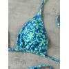 image:imageMakeMeChic Womens Polka Dots Triangle Thong Bikini Sets Floral Cute Bathing Suit SwimsuitsGreen Blue Floral