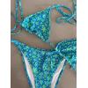 image:imageMakeMeChic Womens Polka Dots Triangle Thong Bikini Sets Floral Cute Bathing Suit SwimsuitsGreen Blue Floral