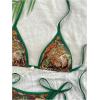image:imageMakeMeChic Womens Polka Dots Triangle Thong Bikini Sets Floral Cute Bathing Suit SwimsuitsLeopard Green Multi