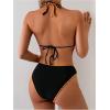 image:imageMakeMeChic Womens Polka Dots Triangle Thong Bikini Sets Floral Cute Bathing Suit SwimsuitsOrange Black