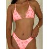 image:imageMakeMeChic Womens Polka Dots Triangle Thong Bikini Sets Floral Cute Bathing Suit SwimsuitsOrange Pink
