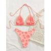 image:imageMakeMeChic Womens Polka Dots Triangle Thong Bikini Sets Floral Cute Bathing Suit SwimsuitsOrange Pink