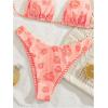 image:imageMakeMeChic Womens Polka Dots Triangle Thong Bikini Sets Floral Cute Bathing Suit SwimsuitsOrange Pink