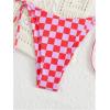 image:imageMakeMeChic Womens Polka Dots Triangle Thong Bikini Sets Floral Cute Bathing Suit SwimsuitsPlaid Red White