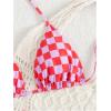 image:imageMakeMeChic Womens Polka Dots Triangle Thong Bikini Sets Floral Cute Bathing Suit SwimsuitsPlaid Red White