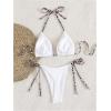 image:imageMakeMeChic Womens Polka Dots Triangle Thong Bikini Sets Floral Cute Bathing Suit SwimsuitsPlain White