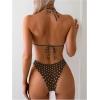 image:imageMakeMeChic Womens Polka Dots Triangle Thong Bikini Sets Floral Cute Bathing Suit SwimsuitsPolka Dots Brown