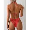 image:imageMakeMeChic Womens Polka Dots Triangle Thong Bikini Sets Floral Cute Bathing Suit SwimsuitsPolka Dots Red
