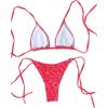 image:imageMakeMeChic Womens Polka Dots Triangle Thong Bikini Sets Floral Cute Bathing Suit SwimsuitsRed Pink Floral