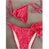 image:imageMakeMeChic Womens Polka Dots Triangle Thong Bikini Sets Floral Cute Bathing Suit SwimsuitsRed Pink Floral