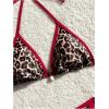 image:imageMakeMeChic Womens Polka Dots Triangle Thong Bikini Sets Floral Cute Bathing Suit SwimsuitsRed and Brown
