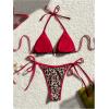 image:imageMakeMeChic Womens Polka Dots Triangle Thong Bikini Sets Floral Cute Bathing Suit SwimsuitsRed and Brown