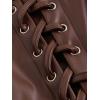 image:imageMakeMeChic Womens Western Fringe PU Leather Halter Corset Top Cowgirl Lace Up Tie Back Rave Festival TopsBrown