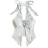 image:imageMakeMeChic Womens Backless Halter Top Twist Deep V Neck Sexy Cute Summer Tank TopBuckle White