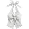 image:imageMakeMeChic Womens Backless Halter Top Twist Deep V Neck Sexy Cute Summer Tank TopSolid White