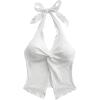 image:imageMakeMeChic Womens Backless Halter Top Twist Deep V Neck Sexy Cute Summer Tank TopWhite