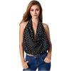 image:imageMakeMeChic Womens Going Out Cowl Neck Tops Rave Open Back Backless Top Sheer Mesh Halter TopBlack Polka Dots