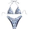 image:imageMakeMeChic Womens Polka Dots Triangle Thong Bikini Sets Floral Cute Bathing Suit SwimsuitsBlue White