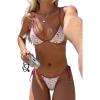 image:imageMakeMeChic Womens Polka Dots Triangle Thong Bikini Sets Floral Cute Bathing Suit SwimsuitsFlower White Red