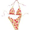image:imageMakeMeChic Womens Polka Dots Triangle Thong Bikini Sets Floral Cute Bathing Suit SwimsuitsFlower Yellow
