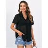image:imageMakeMeChic Womens Plus Size Mesh Sheer Button Down Collared Short Sleeve Blouse Shirt TopBlack