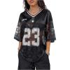 image:imageMakeMeChic Womens Floral Lace Jersey Tops Graphic V Neck 34 Sleeve Oversized Y2k Tee ShirtBlack