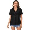 image:imageMakeMeChic Womens Plus Size Mesh Sheer Button Down Collared Short Sleeve Blouse Shirt TopBlack
