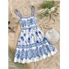 image:imageMakeMeChic Womens Summer Tribal Print Cami Dress Sleeveless A Line Flare Mini Dresses Boho SundressBlue and White